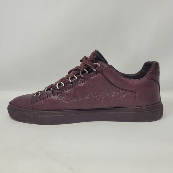 Balenciaga Arena Low Shoes Mens EU45 US12 Burgundy Red Leather Lace Up Casual - Picture 6 of 12